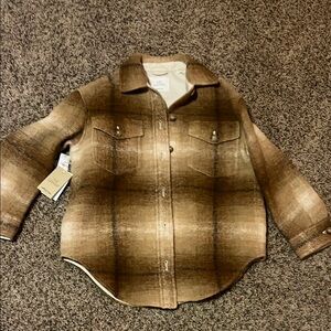 Wilfred Tan and Cream Plaid Jacket